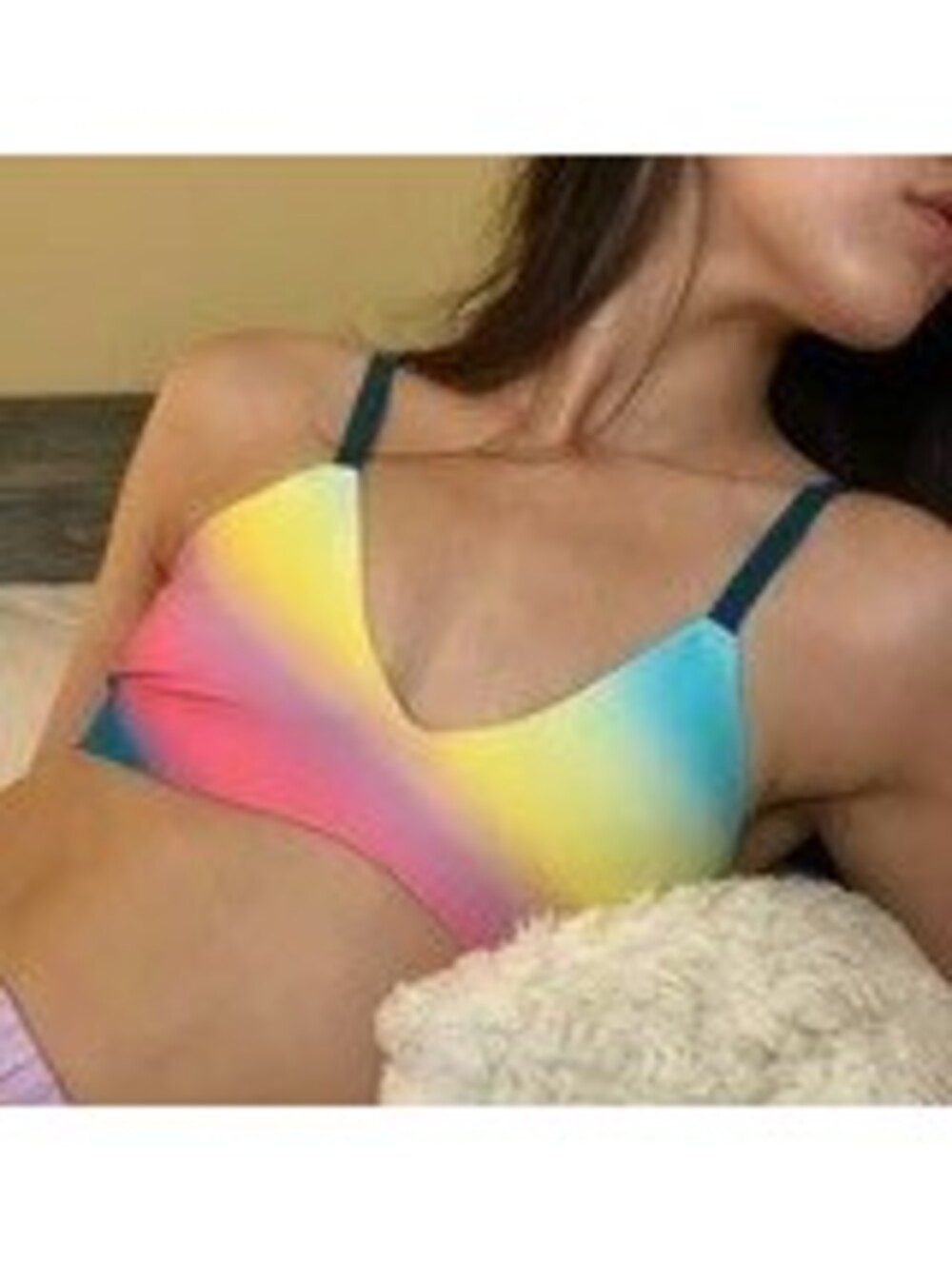 Parade Smooth Lift Triangle Seamless Bralette Watercolor Rainbow Size 2+ (L)